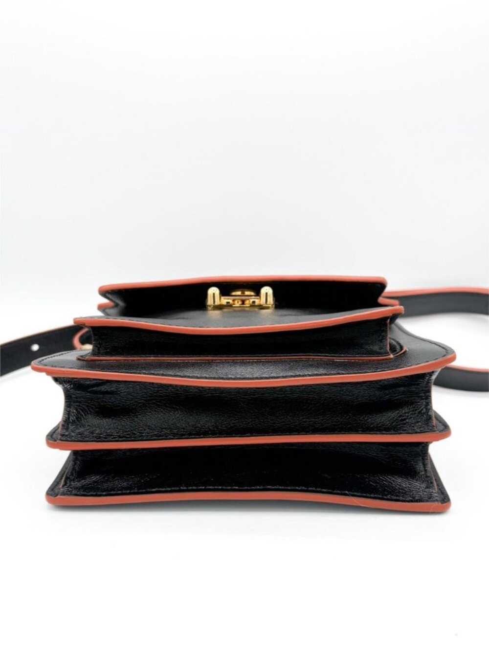 Marni Mini Trunk Bag Black Leather Crossbody Gold Hardware NWOT - Picture 7 of 13